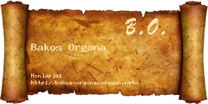 Bakos Orgona névjegykártya